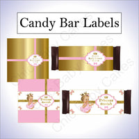 Pink and Gold Little Princess Candy bar Wrappers, Blonde
