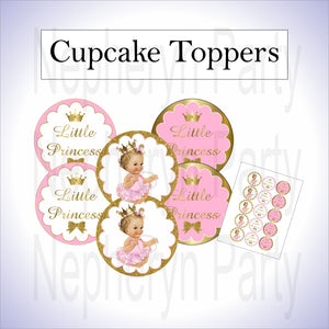 Pink & Gold Princess Cupcake Toppers, Blonde