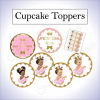 Pink and Gold Little Princess Baby Shower Cupcake Toppers
