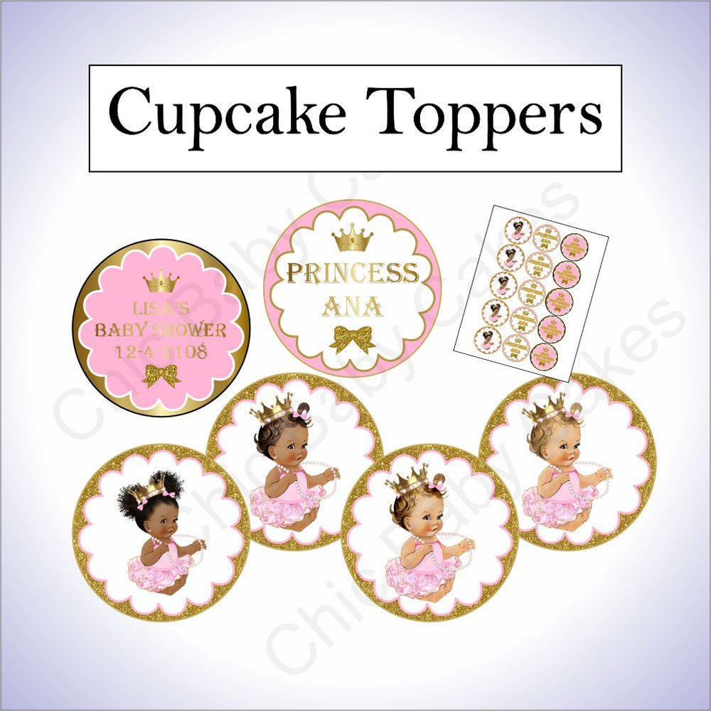 Pink & Gold Little Princess Cupcake Toppers