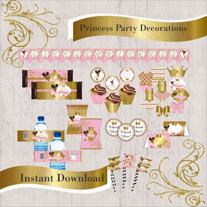 Pink & Gold Princess Decorations, Curly