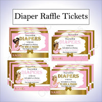 Pink and Gold Little Princess Baby Shower Diaper Raffle Tickets
