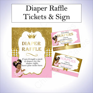 Pink and Gold Little Princess Baby Shower Invite & Diaper Raffle