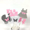 Pink & Gray It's a Girl Centerpiece Sticks