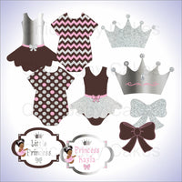 Brown and Silver Little Princess Baby Shower Diaper Cake Clipart
