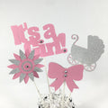 Pink & Silver It's a Girl Centerpiece Sticks