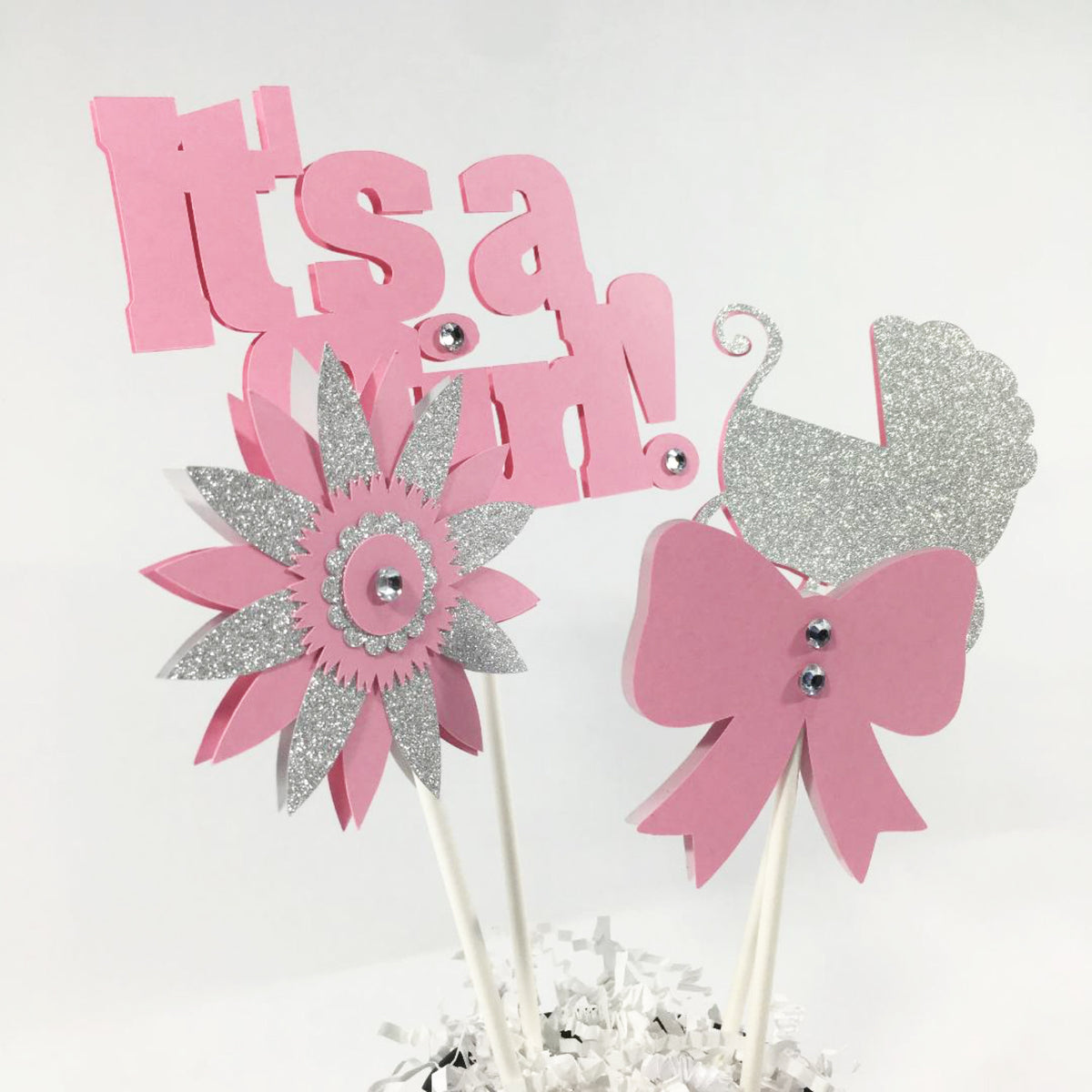 It's A Girl Centerpiece Sticks