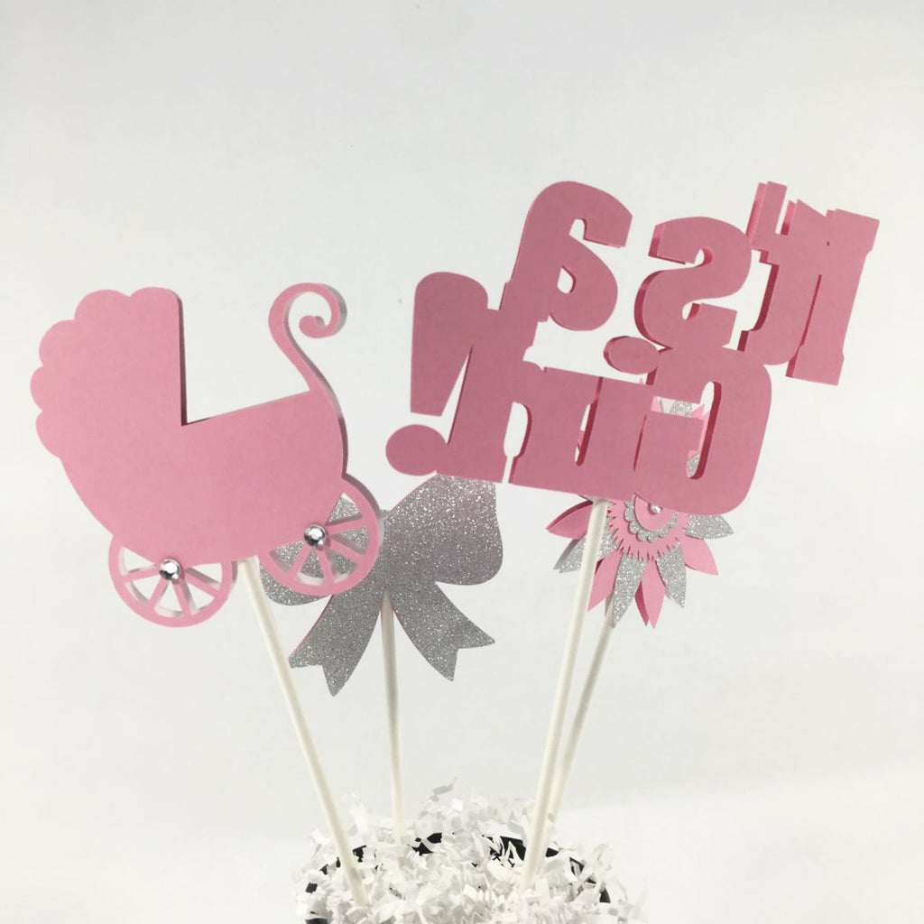 It's A Girl Centerpiece Sticks