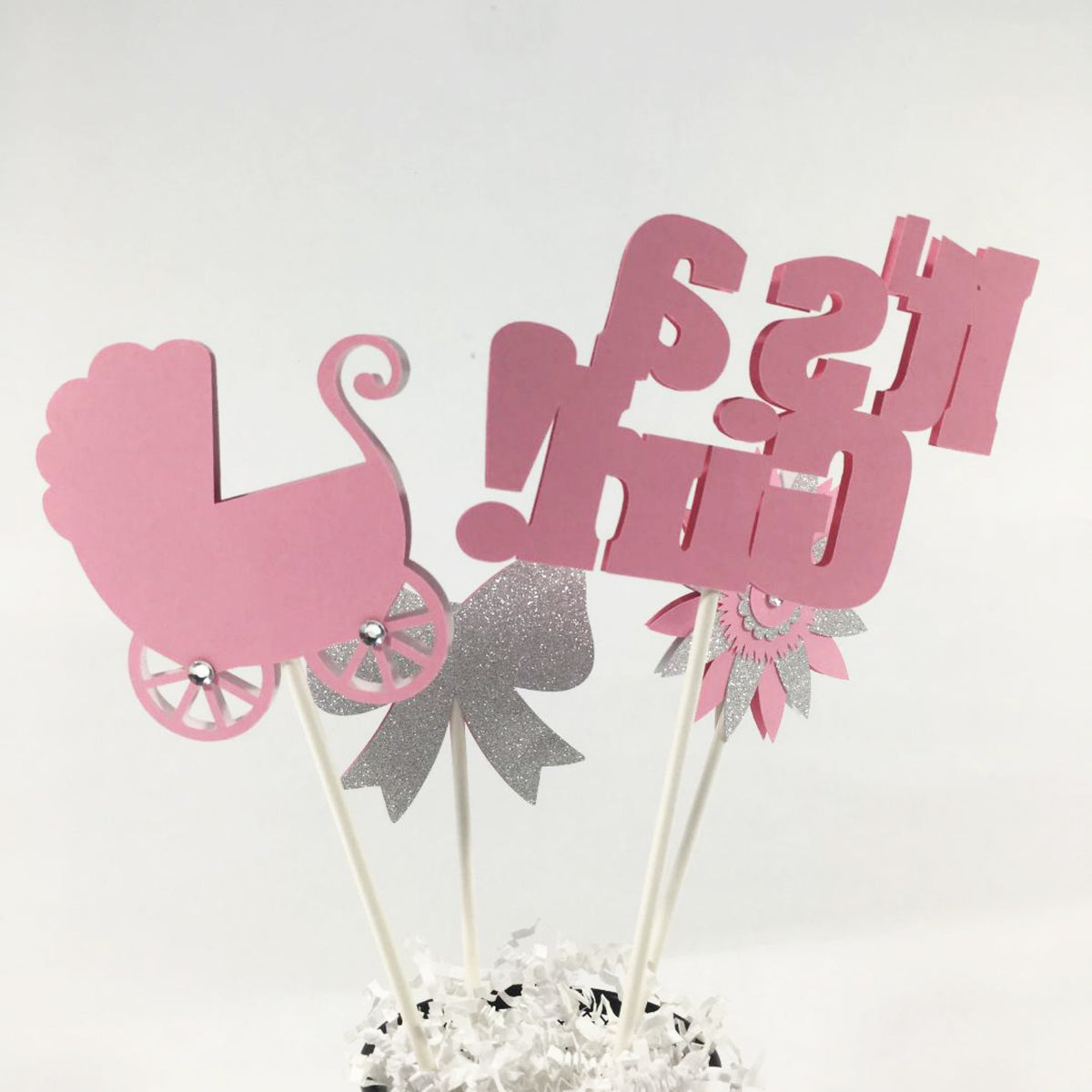 It's A Girl Centerpiece Sticks