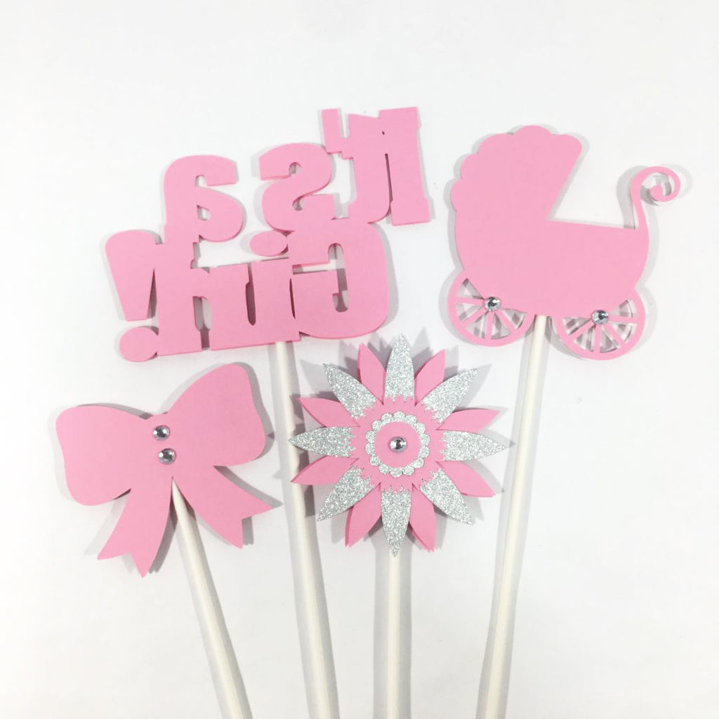 It's A Girl Centerpiece Sticks