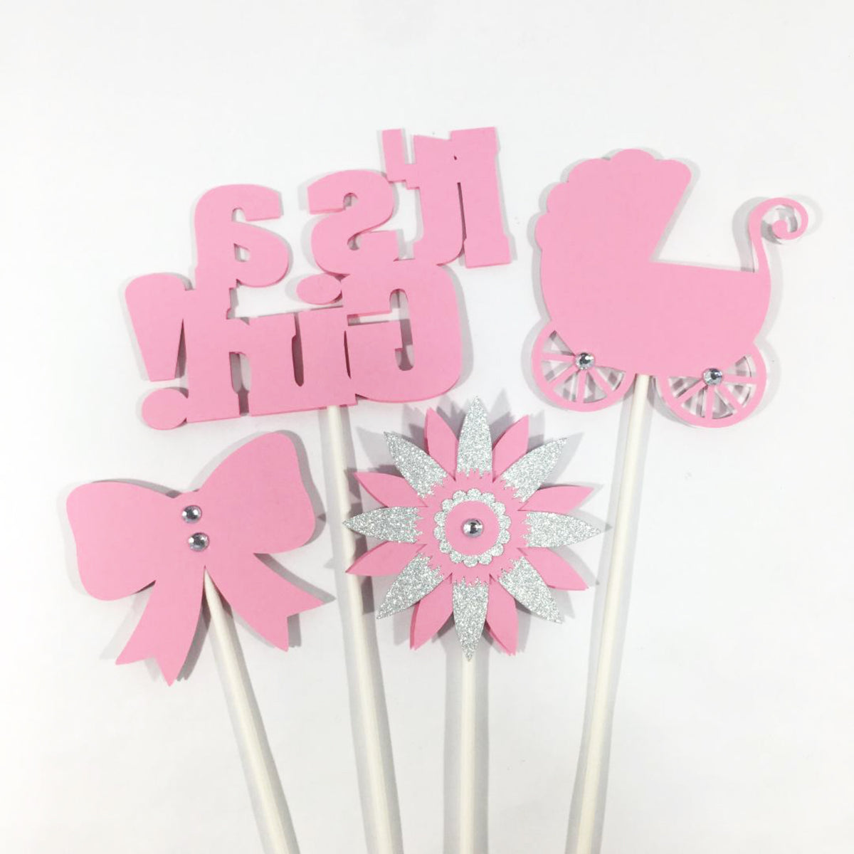 It's A Girl Centerpiece Sticks
