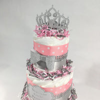 Welcome Princess Diaper Cake - Pink, Silver
