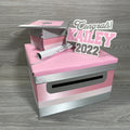 Graduation Card Box - Pink, Silver 10x10