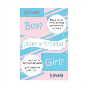 Pink & Blue Gender Reveal Invitation