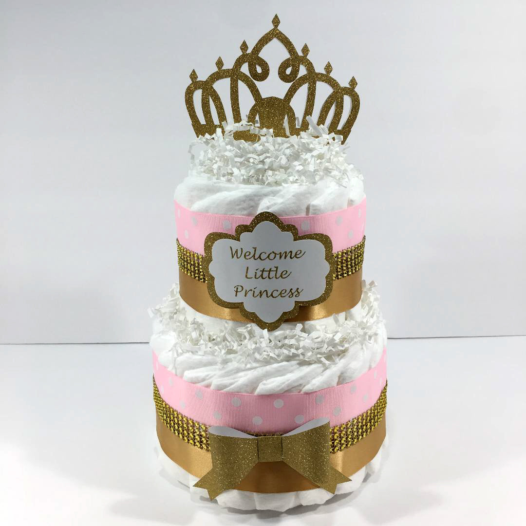 Welcome Little Princess Diaper Cake Set - Pink, Gold