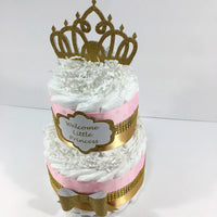 Welcome Little Princess Diaper Cake Set - Pink, Gold
