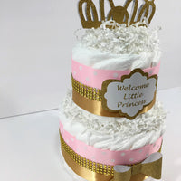 Welcome Little Princess Diaper Cake Set - Pink, Gold
