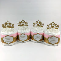 Welcome Little Princess Diaper Cake Set - Pink, Gold
