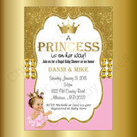 Pink & Gold Little Princess Baby Shower Invitation, Brunette
