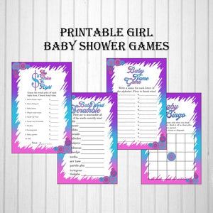 Pink, Blue, & Purple Girl Baby Shower Games