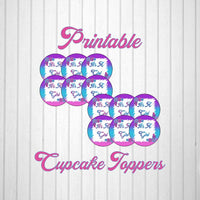 Pink, Blue, & Purple Girl Baby Shower Cupcake Toppers
