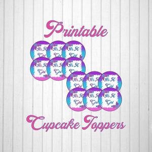 Pink, Blue, & Purple Girl Baby Shower Cupcake Toppers