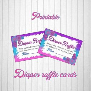 Pink, Blue, & Purple Girl Diaper Raffle Tickets