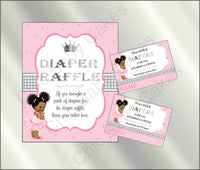 Pink & Silver Little Princess Diaper Raffle Set, Afro
