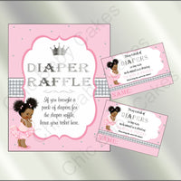 Pink & Silver Little Princess Diaper Raffle Set, Afro