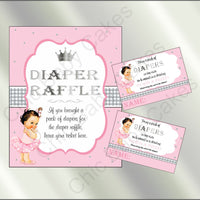 Pink & Silver Little Princess Diaper Raffle Set, Brunette