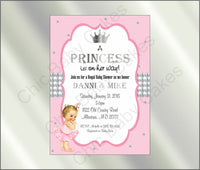 Pink & Silver Little Princess Baby Shower Invitation, Blonde
