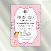 Pink & Silver Little Princess Baby Shower Invitation, Blonde