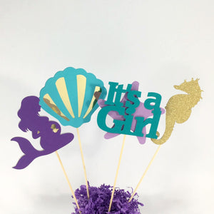 Pregnant Mermaid Baby Shower Centerpiece Sticks