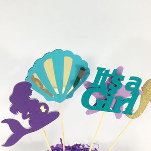 Pregnant Mermaid Baby Shower Centerpiece Sticks