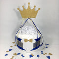 Royal Blue & Gold Prince Diaper Cake Centerpiece