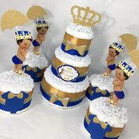 Royal Blue & Gold Little Prince Diaper Cakes
