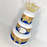 Royal Blue & Gold Little Prince 3-tier Diaper Cake Centerpiece
