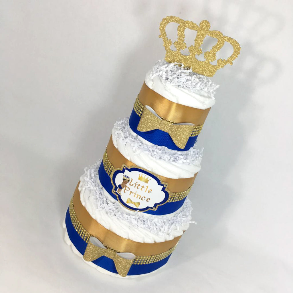 Blue & Gold Royal Prince Diaper Cake Centerpiece