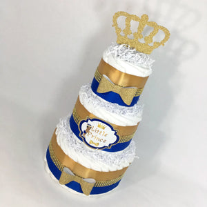 Blue & Gold Royal Prince Diaper Cake Centerpiece