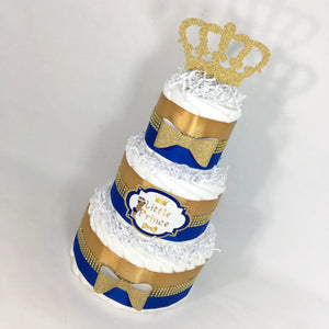 Royal Blue & Gold Little Prince 3-tier Diaper Cake Centerpiece