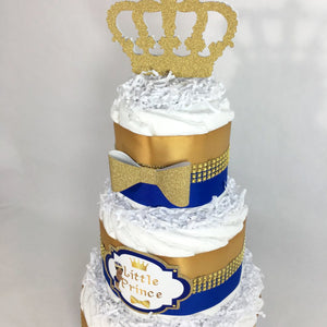 Royal Prince Diaper Cake - Blue, Gold