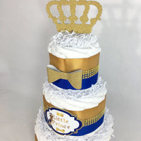 Prince Diaper Cake Centerpiece - Royal Blue, Gold
