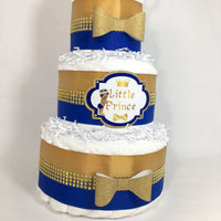 Prince Diaper Cake Centerpiece - Royal Blue, Gold
