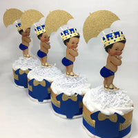 Royal Blue & Gold Little Prince Mini Diaper Cakes
