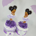 Baby Girl Diaper Cake Centerpiece Set of 4, Lavender, Silver