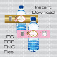 Pink & Gold Little Princess Water Bottle Labels