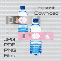 Pink and Silver Little Princess Water Bottle Labels, Blonde