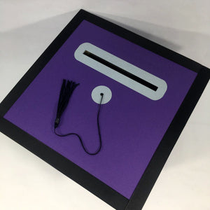 Graduation Cap Card Box - Purple, Black, Silver