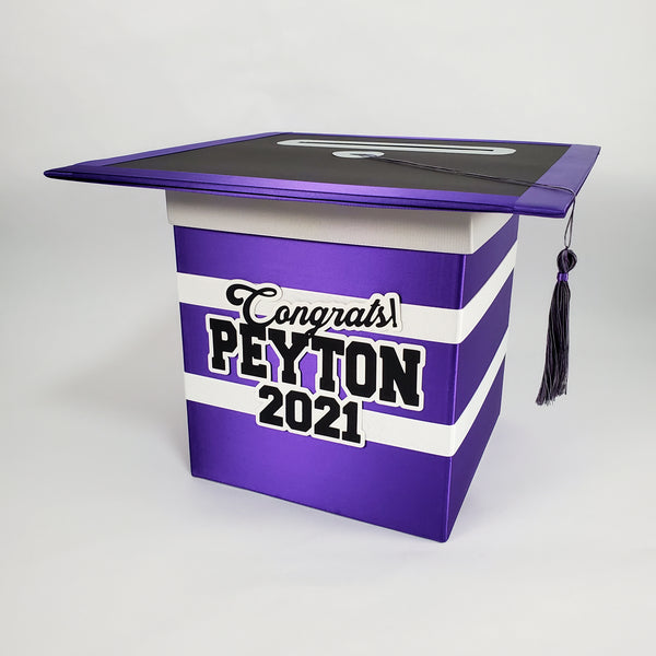 Purple, Black, White Graduation Card Box
