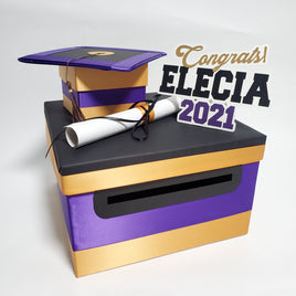 Purple, Black, Old Gold Graduation Card Box
